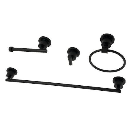 Kingston Brass BAK8211478MB Concord 4-Piece Bathroom Accessory Set, Matte Black BAK8211478MB